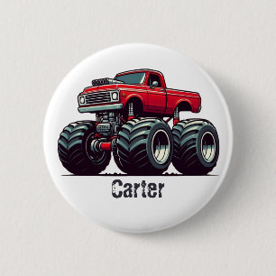 Badge Rond 5 Cm Camion monstre rouge