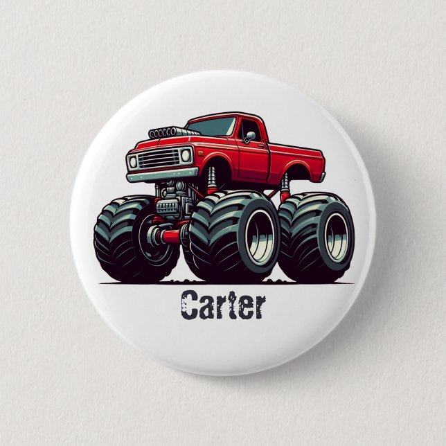 Badge Rond 5 Cm Camion monstre rouge (Devant)