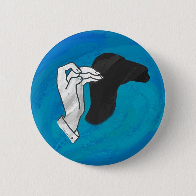 Badge Rond 5 Cm Camion Ombre Sur Bleu (Devant)