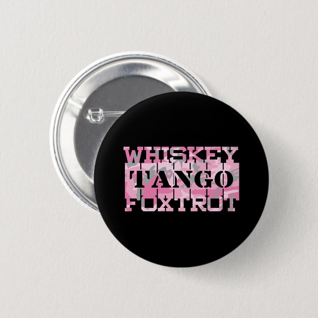 Badge Rond 5 Cm Camion rose Foxtrot Tango Whiskey Militaire (Devant & derrière)