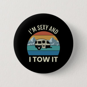 Badge Rond 5 Cm Camionnette de camping vintage Y et je la remorque
