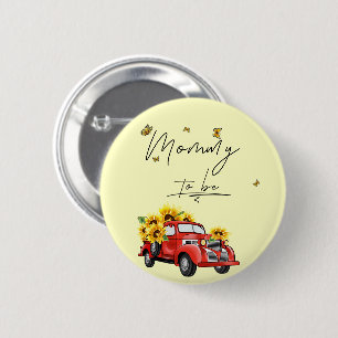 Badge Rond 5 Cm Camionnette Rouge Vintage avec Future Maman aux To
