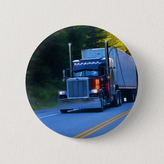 Badge Rond 5 Cm Camions, Big Rig Cargo Truck Art (Devant)