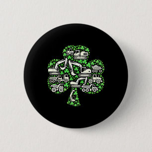 Badge Rond 5 Cm Camions de construction St Patricks Day garçons en