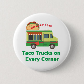 Badge Rond 5 Cm Camions de taco sur chaque coin : Hillary 2016