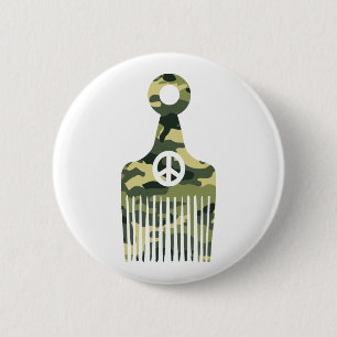 Badge Rond 5 Cm Camo Afro Hair Peace