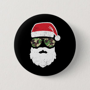 Badge Rond 5 Cm Camo Noël en Juillet Rétro Vintage Camo Noël