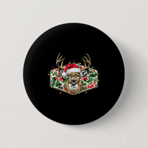 Badge Rond 5 Cm Camo Noël Santa Cerf Saison de Chasse Vacances O