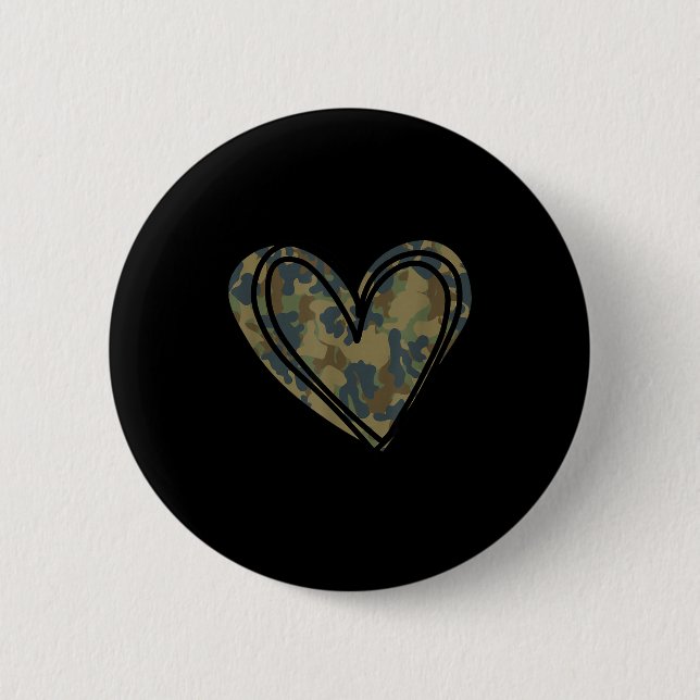 Badge Rond 5 Cm Camo Print Heart Valentines Day  (Devant)