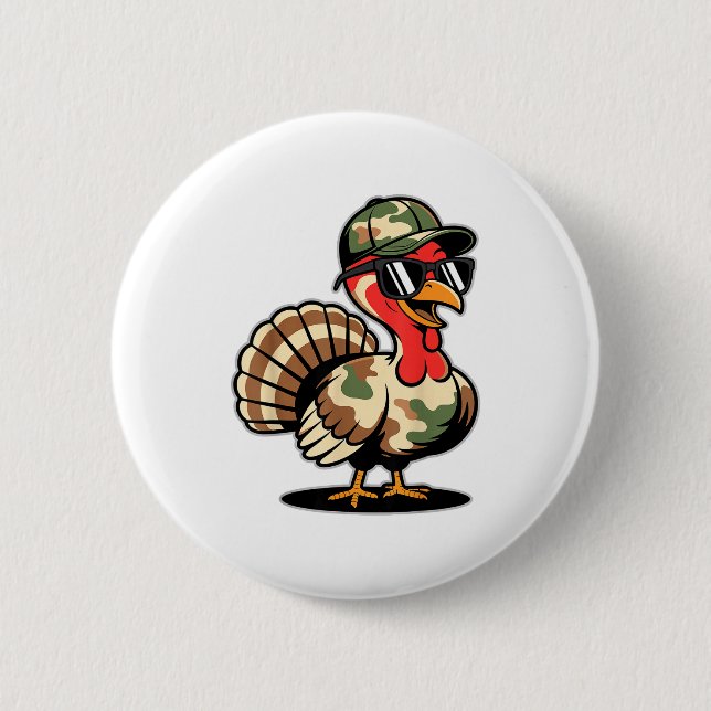 Badge Rond 5 Cm Camo Turkey Day Hunting Fall Thanksgiving  (Devant)