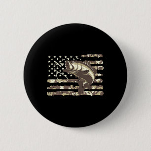 Badge Rond 5 Cm Camo Us Drapeau B Poisson Cool Pêche Patriotique H