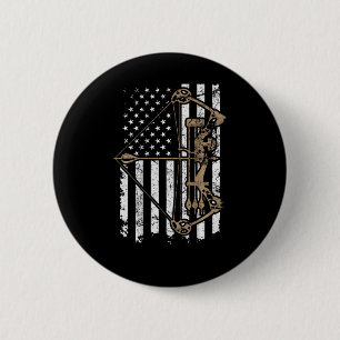 Badge Rond 5 Cm Camo Usa Drapeau Tir à l'arc Composé Bow - Chasseu