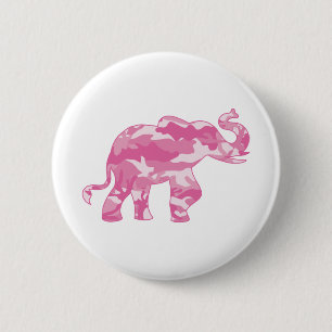 Badge Rond 5 Cm Camoflauge Rose-Éléphant