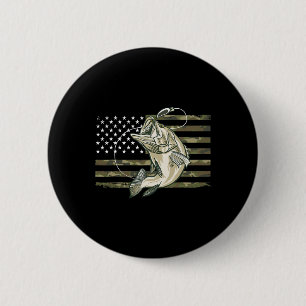 Badge Rond 5 Cm Camouflage de pêche Drapeau américain B Poisson Pê