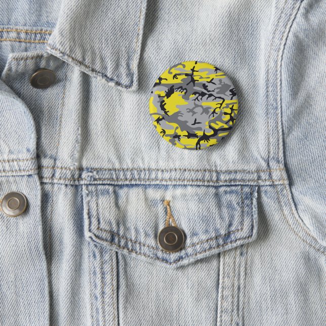 Badge Rond 5 Cm Camouflage jaune et gris, Militaire, Armée (En situation)