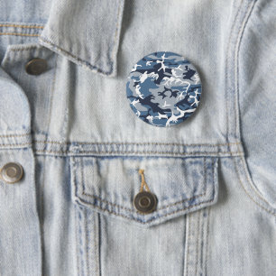Badge Rond 5 Cm Camouflage neige hivernale bleue, Militaire, Armée