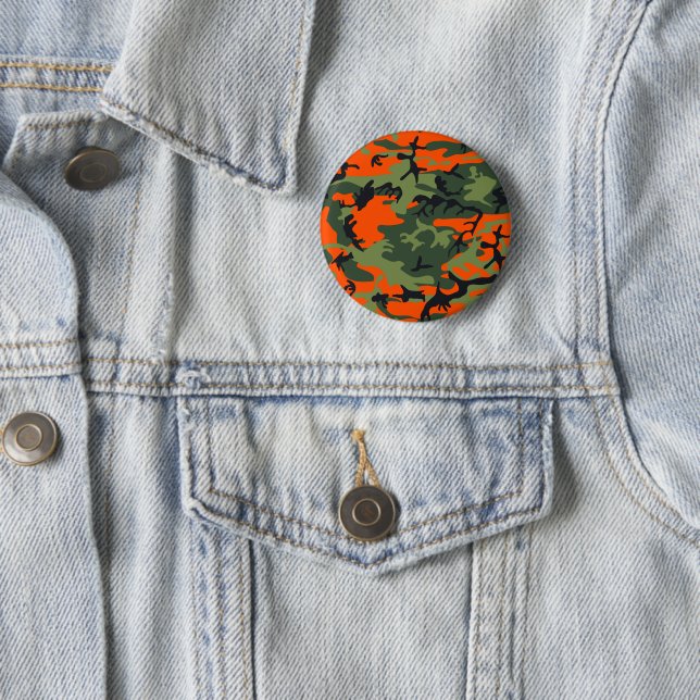Badge Rond 5 Cm Camouflage orange et vert, Militaire, Armée (En situation)