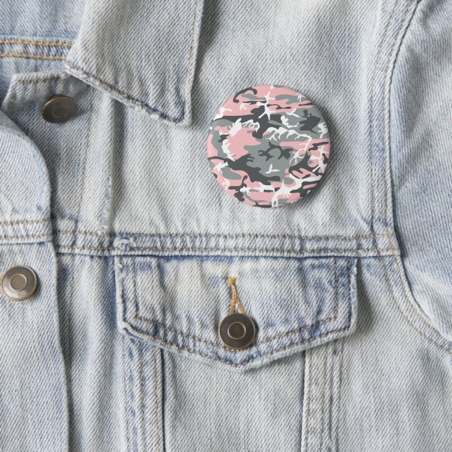 Badge Rond 5 Cm Camouflage rose et gris, Militaire, Armée (En situation)