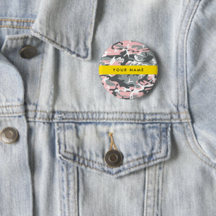 Badge Rond 5 Cm Camouflage rose et gris Votre nom Personnalisez