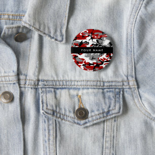 Badge Rond 5 Cm Camouflage rouge et gris Votre nom Personnaliser