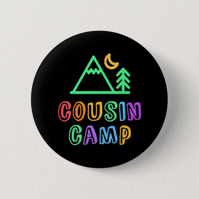 Badge Rond 5 Cm CAMP DE COUSIN Forêt de montagne meilleur camping  (Devant)