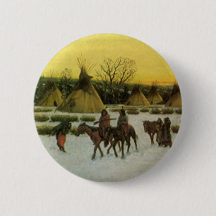 Badge Rond 5 Cm Camp de Sioux à Wounded Knee par John Hauser