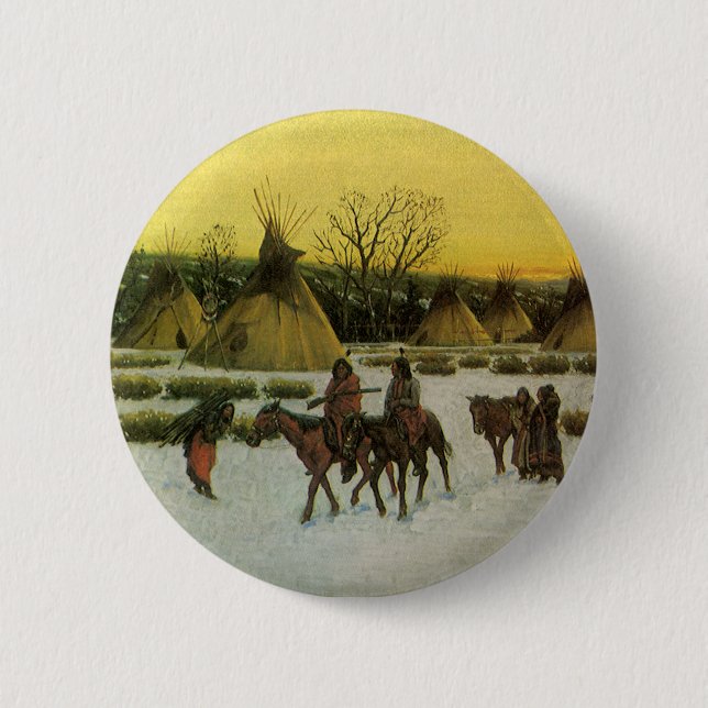 Badge Rond 5 Cm Camp de Sioux à Wounded Knee par John Hauser (Devant)