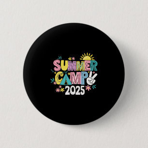 Badge Rond 5 Cm Camp d'été drôle 2025 Vacances d'été Tendance Fa