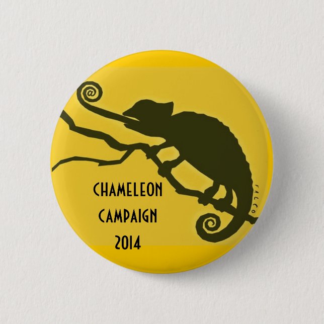 Badge Rond 5 Cm Campagne 2014 de caméléon (Devant)