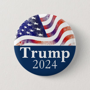 Badge Rond 5 Cm Campagne Drapeau Bleu Trump 2024