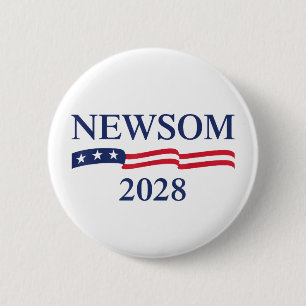 Badge Rond 5 Cm Campagne électorale Gavin Newsom 2028 Drapeau amér