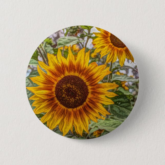 Badge Rond 5 Cm campagne française jardin d'été heureux (Devant)