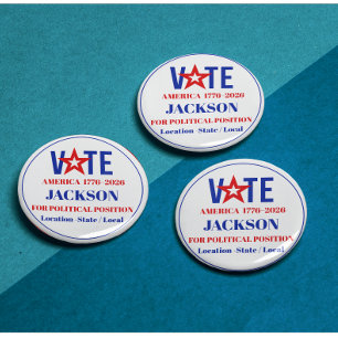 Badge Rond 5 Cm Campagne politique personnalisée Vote America 1776