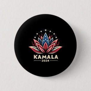Badge Rond 5 Cm Campagne présidentielle Harris 2024 American Lotus