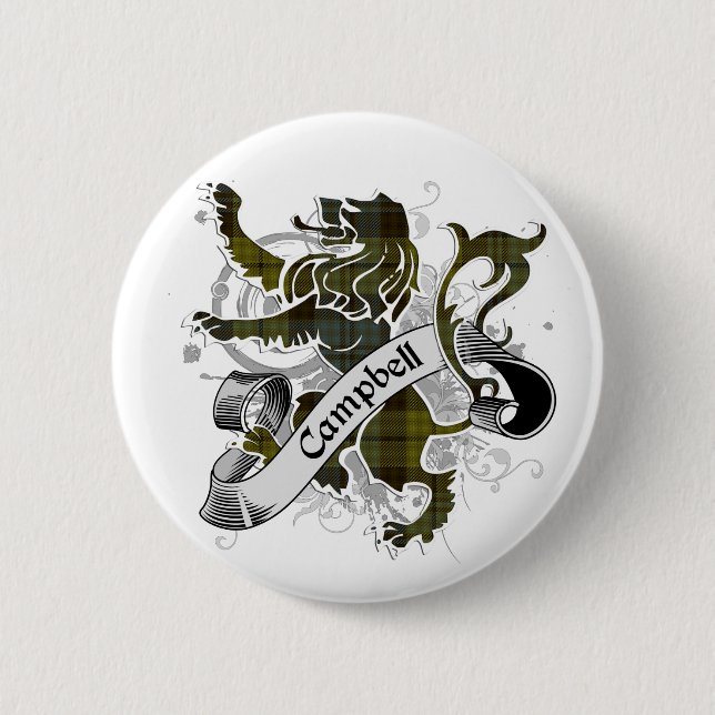 Badge Rond 5 Cm Campbell Tartan Lion (Devant)