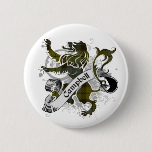Badge Rond 5 Cm Campbell Tartan Lion