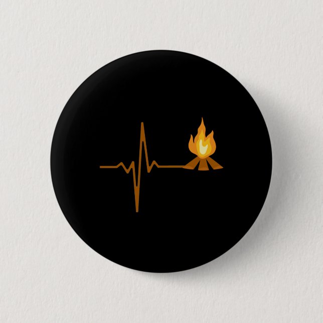 Badge Rond 5 Cm Campfire Heartbeat Camping (Devant)