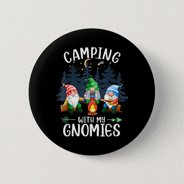 Badge Rond 5 Cm Camping avec mes gnomes drôle de camp de gnomes fe (Devant)