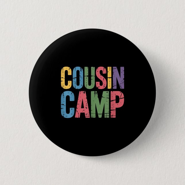 Badge Rond 5 Cm Camping Cousin Pajamas Enfants Filles Jumelage (Devant)