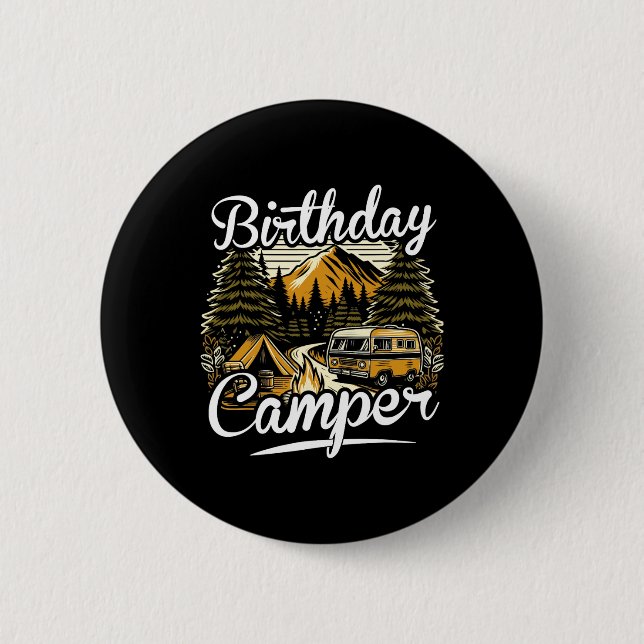 Badge Rond 5 Cm Camping d'anniversaire  (Devant)
