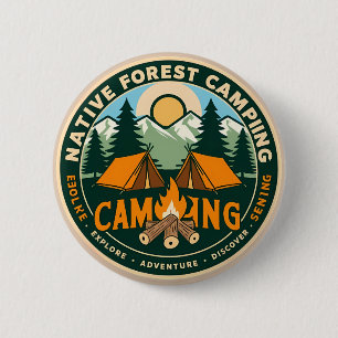 Badge Rond 5 Cm Camping en montagne autochtone