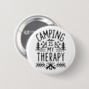 Badge Rond 5 Cm Camping est ma thérapie drôle camper