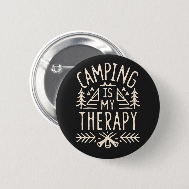 Badge Rond 5 Cm Camping est ma thérapie drôle camper (Devant & derrière)