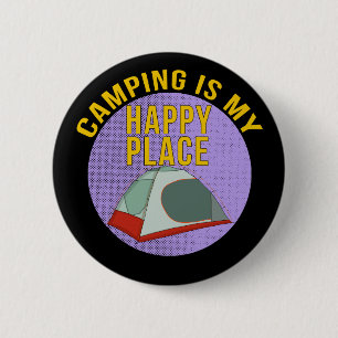 Badge Rond 5 Cm Camping est mon endroit heureux