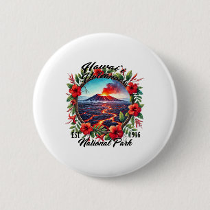 Badge Rond 5 Cm Camping Fleurs Rétro Parc National des Volcans d'H