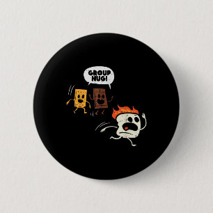 Badge Rond 5 Cm Camping Groupe Câlin Smores Drôle Marshmallow Homm