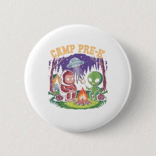 Badge Rond 5 Cm Camping Pré-k Enfants Camping Alien Camp Bigfoot