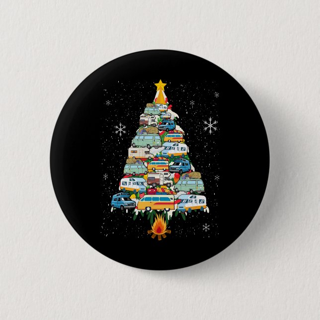 Badge Rond 5 Cm Camping Tree Lover Gift Co. Camper Arbre de Noël  (Devant)
