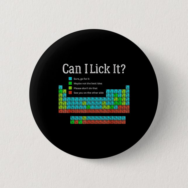 Badge Rond 5 Cm Can I Lick It Funny Back To School Periodic Table  (Devant)