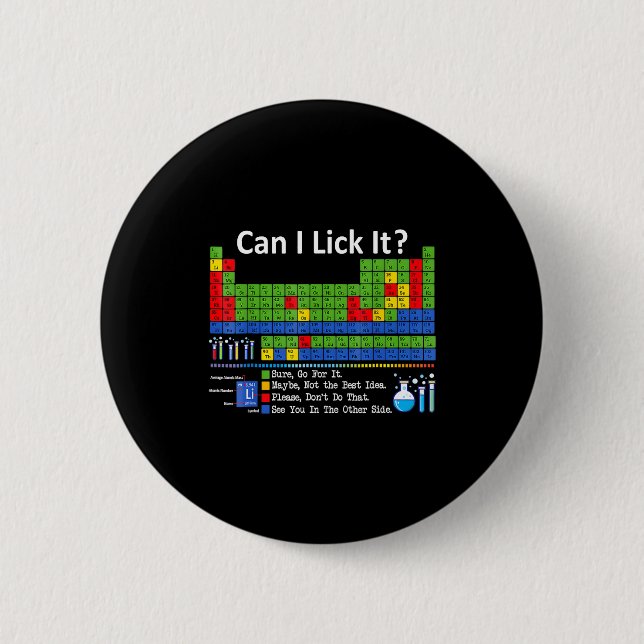 Badge Rond 5 Cm Can I Lick It Periodic Table Chart Science Teacher (Devant)